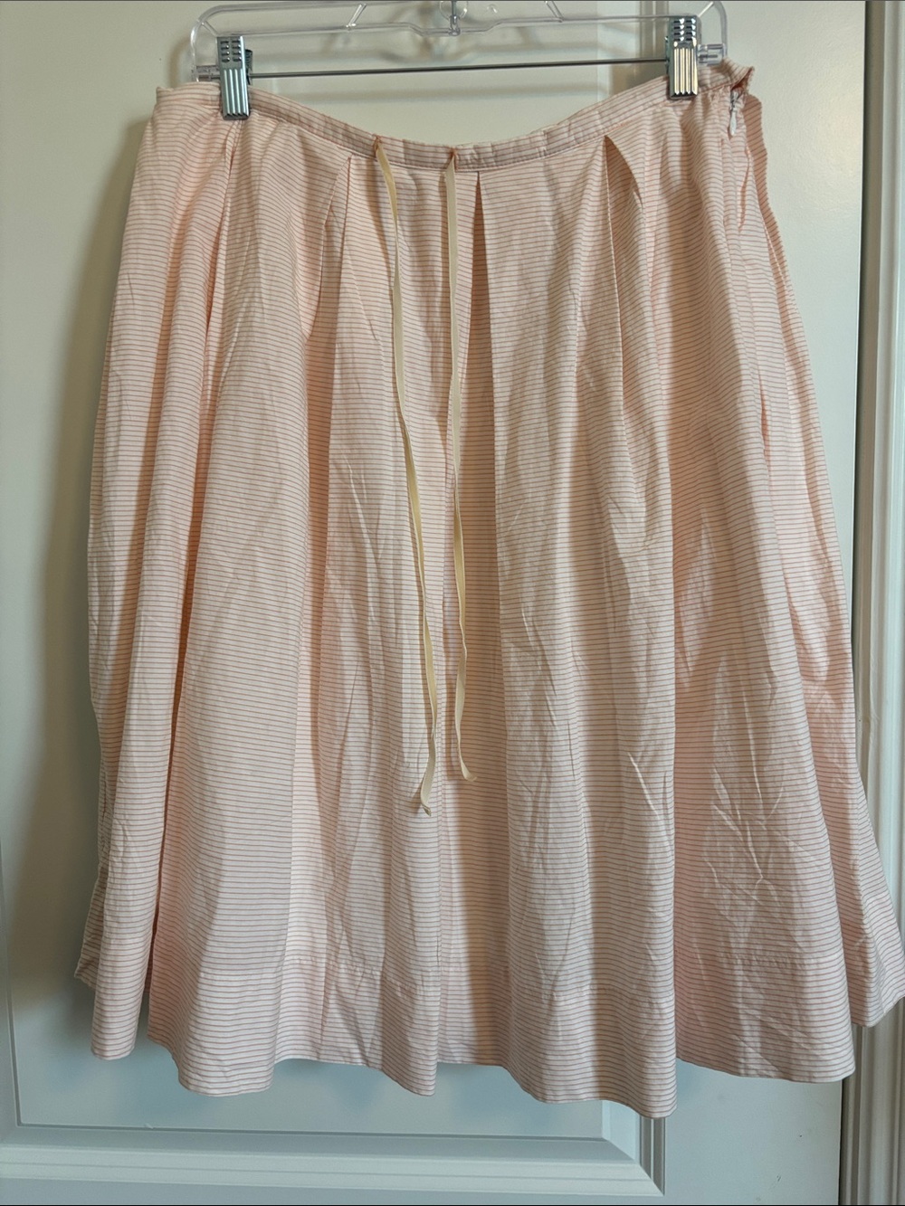 Tommy Hilfiger Pleated A-Line Midi Skirt in Light Orange Stripes Size 10